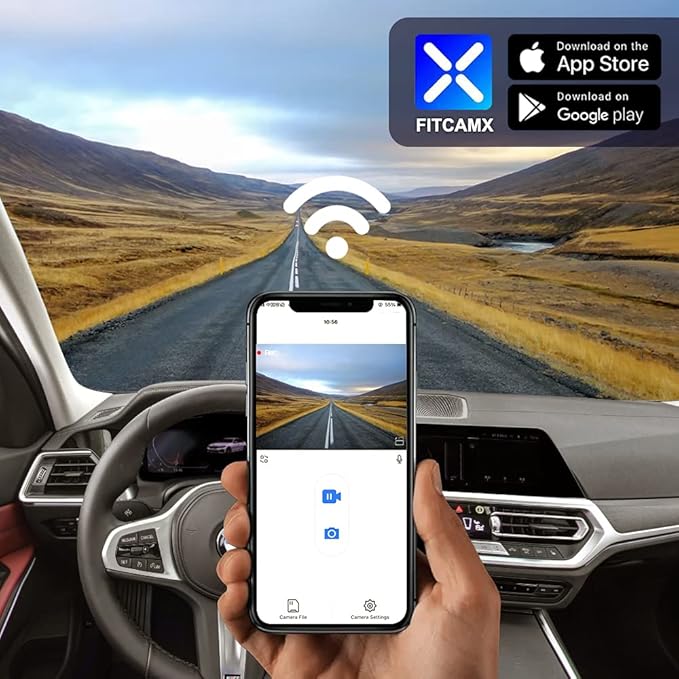 Fitcamx 4K Dash Cam Suitable for BMW 3 4 Series M3 M4 2020-2024 (Model B) 330i 430i Xdrive 330e M340i M440i Coupe, OEM Look, UHD 2160P Video, WiFi Connect & APP, Loop Recording, G-Sensor, 64GB Card