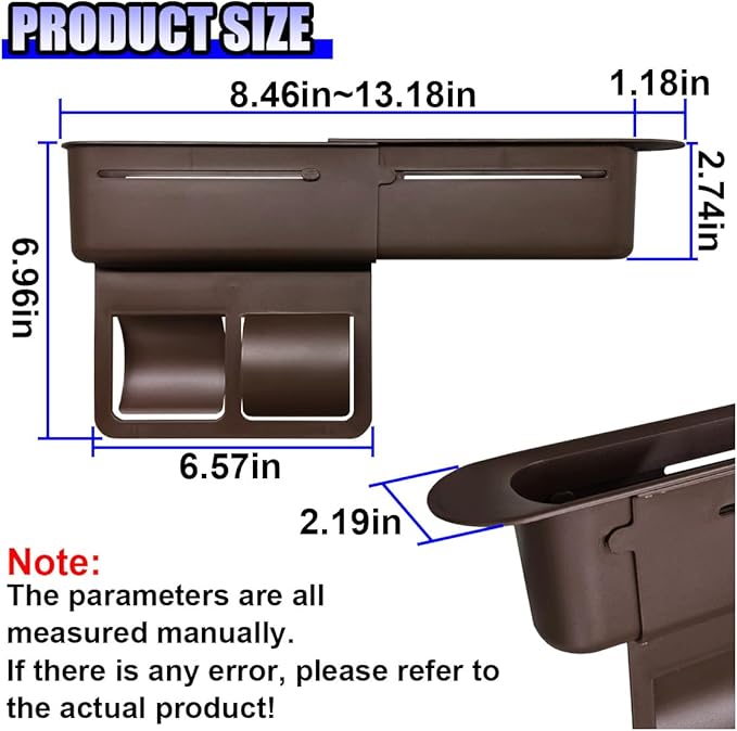 YoRise Car Seat Gap Filler, Multifunctional Car Seat Organizer, Phone Holder Between Seats & Console, Automotive Storage Box Accessories for Keys, Sunglasses, Cards, Phones (Brown)