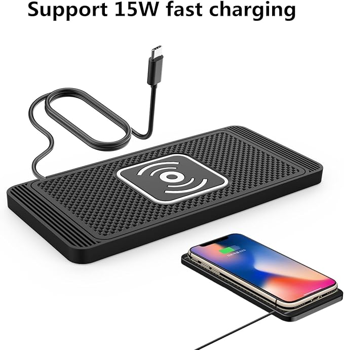 Wireless Charging Pad for Car for Ford Super Duty F-550, 15W Fast Wireless Charger Mat Non-Slip Silicone Car Center Console Phone Charging Pad,B/15W-USB