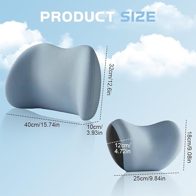 Headrest Lumbar Pillows Car Seat for Toyota Land Cruiser 2000-2025, Ergonomic Neck Back Support Cushion, Comfortable Breathable Washable Cover, Memory Foam, Brown