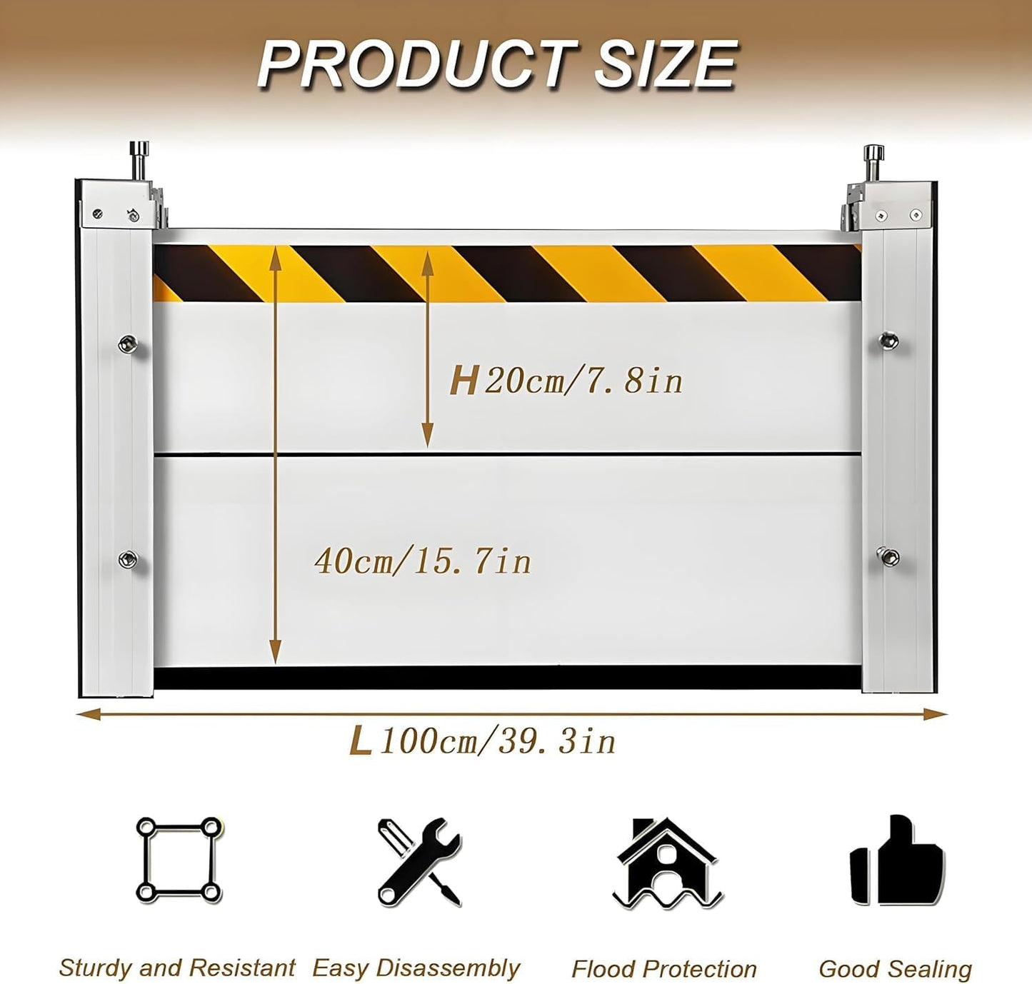 Flood Barriers for Home Exterior - Aluminum Alloy Outdoor Easy Flood Barrier Garage Doors Water Barriers for Flooding,H15.7 Inch/L18FT