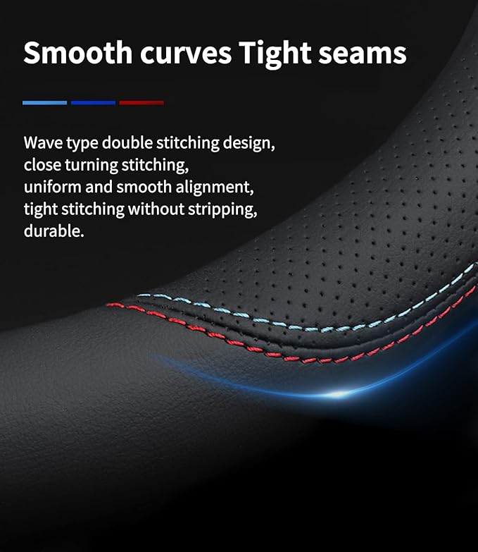 Custom-Fit Mazda Steering Wheel Cover, Premium Leather, Non-Slip, Breathable, D-Style, For Mazda Accessories