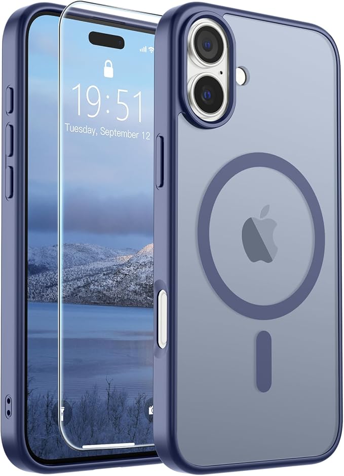 SUPFINE Magnetic for iPhone 16 Case (Compatible with MagSafe) (Military Grade Drop Protection) Slim Translucent Matte Shockproof with Anti-Fingerprint Phone Case,Lavender Gray