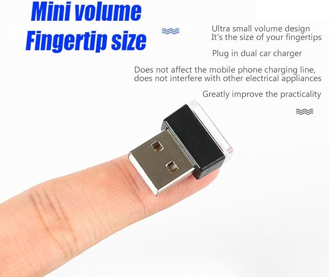 iJDMTOY Ultra Blue USB Plug-in Miniature LED Car Interior Ambient Accent Lighting Kit