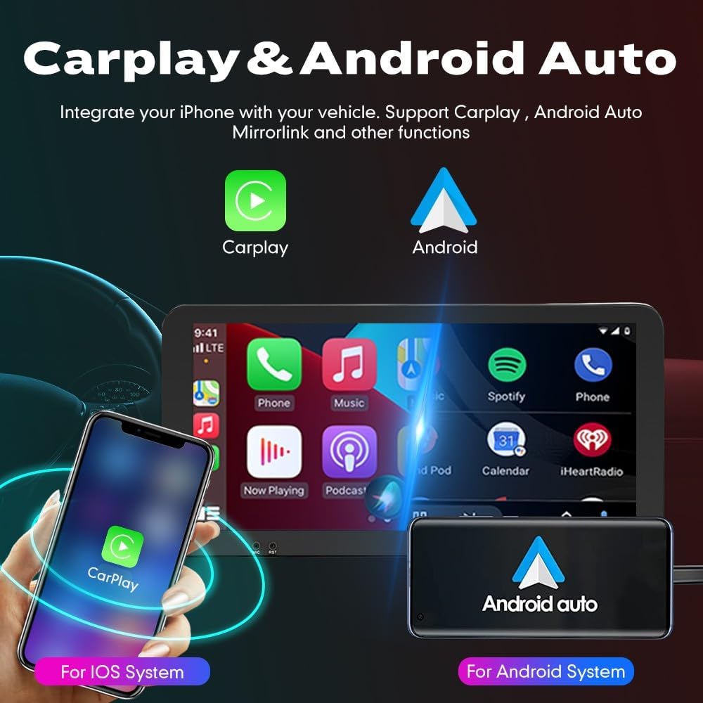 Kunfine Car CarPlay Android Auto Navigation Stereo GPS Radio Camera Display 10.33" QLED Touchscreen Headunit Tablet Media Player for Peugeot 301 2013-2022, if Applicable Octa Core 6G+128G Gloss Black