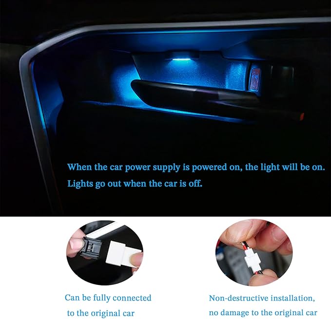 Door Bowl Light Fit for Toyota RAV4 2019 2020 2021 Inner Door Handle Accessories Bowl Shape LED Light Ambient Light Interior 4 pcs (Blue)