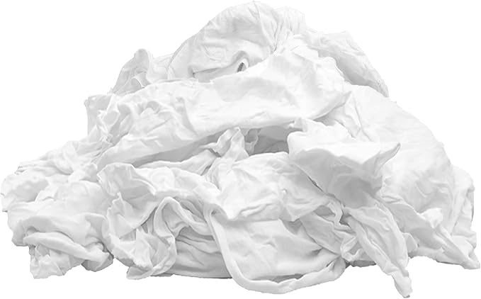 Premium New White Cotton Knit T-Shirt Rags (5 lbs. Bag of Rags) - Lint-Free, Soft & Absorbent Cleaning Cloths for Auto, Paint, Garage, Staining & Polishing