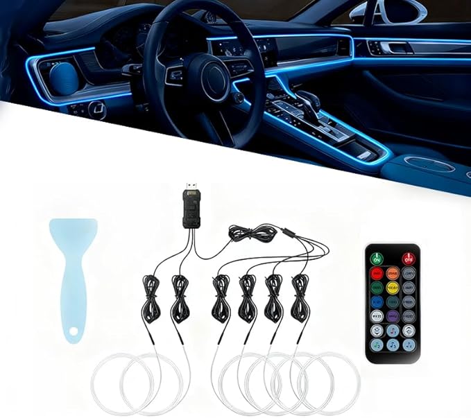 Car LED Strip Light for Land Rover Freelander 2010–2014, 6 in 1 Car Ambient Lighting Kits, Interior Interior Light Sync to Music, Auto Decorations Interior Accessories, 8M