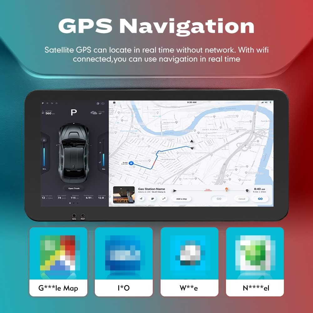 Kunfine Car CarPlay Android Auto Navigation Stereo GPS Radio Camera Display 10.33" QLED Touchscreen Headunit Tablet Media Player for Peugeot 301 2013-2022, if Applicable Octa Core 4G+64G Matte Black
