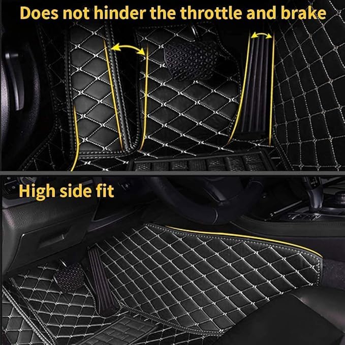 Custom Making Car Floor Mats Compatible for 2000-2025 All Mode Sedan SUV Sports Car Full Coverage Cute Pads Protection Non-Slip Leather Floor Liners (White)