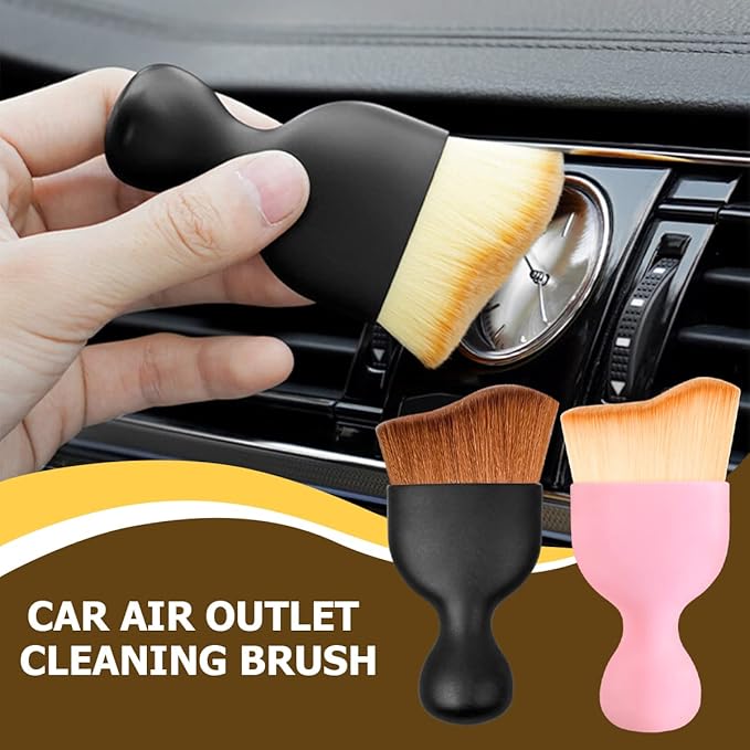 Blilo Car Interior Detailing Brush, Auto Soft Hair Cleaning Brushes, Curved Dirt Dust Collectors, Removal Tool for Dashboard Air Conditioner Vents Leather, Scratch Free (Pink/1PCS)