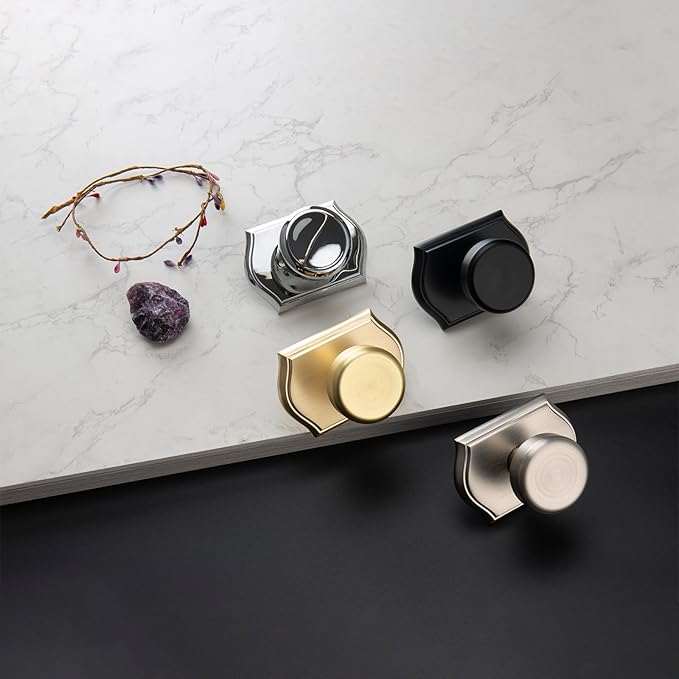 Interior Pismo Doorknobs for Hall, Brushed Nickel Door Knobs with Camelot Trim, Heavy Duty Door Handle