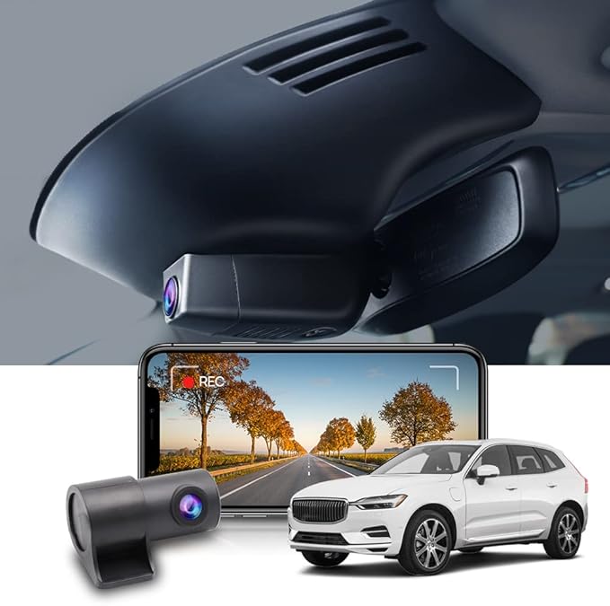 Fitcamx Front 4K+Rear 1080P Dash Cam for 2017-2021 Volvo S90 V90, 2018-2021 XC60 T5 T6 (Model A), Integrated OEM Look, Dual HD Video, Loop Recording, WiFi & APP, G-Sensor, Easy to Set, 128GB Card