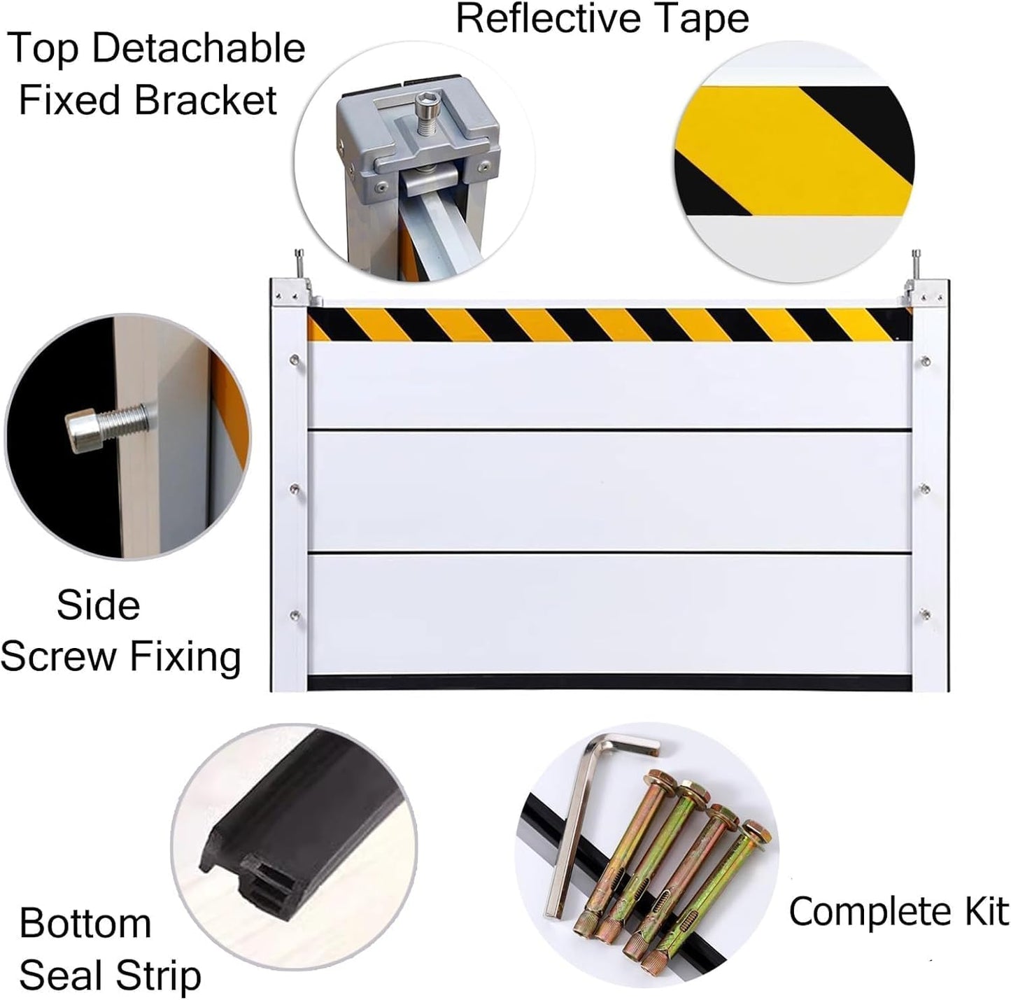 Reusable Heavy Duty Aluminum Flood Barriers for Home Exterior, Flood Protection Barriers Water Barrier Door Quick Detachable Garage Doors Detachable Mobile Rain Water Baffle ( H 31.5 inch L 12.5FT)