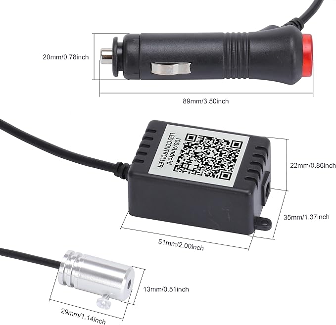 Car Ambient Lighting Optic Fiber 64 Colors Music Sound Active with APP Control Car Decorative Atmosphere Lighting Kit DC 12V 1W 8m