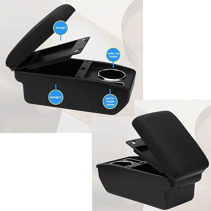 AULPHIKE Compatible with Nissan Versa Armrest 2007-2011 Center Console Organizer Armrests Double Layer Storage Space with Cup Holder