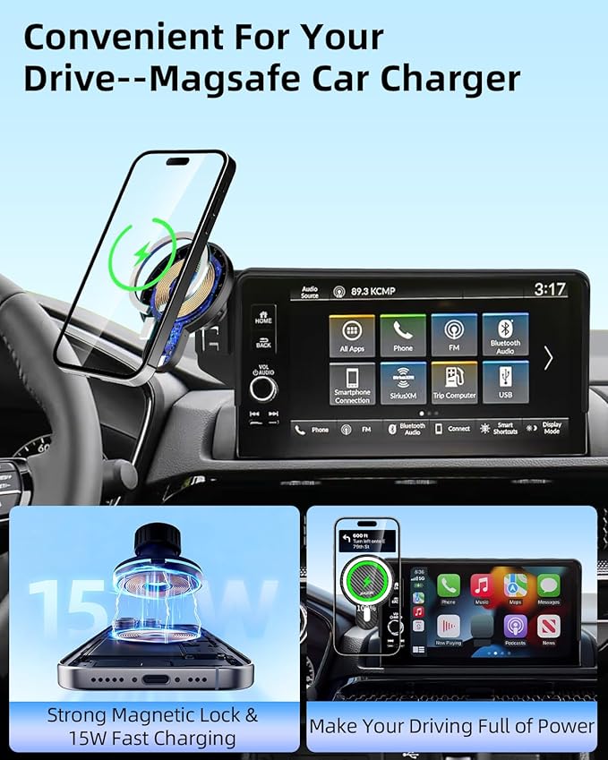 PZK Car Phone Mount for 2024-2026 BMW X5 /BMW X6 /2023 2024 2025 2026 BMW X7 Accessories Custom 14.9-inch Screen Magnetic 15W Fast Wireless Charger Car Phone Holder with 360° Rotating Extension Rod