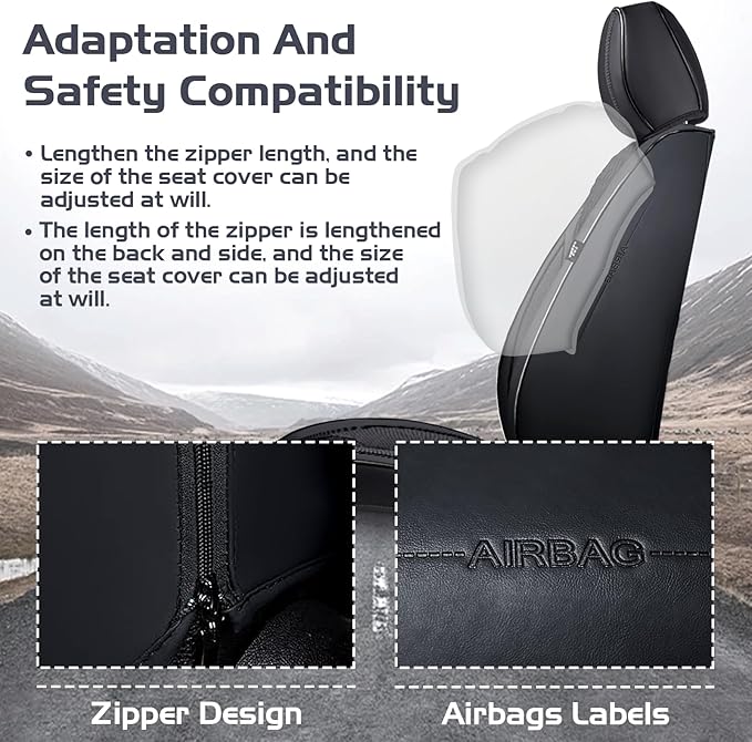 Truck Seat Covers for Chevy Silverado 2500 2007-2026, Waterproof Premium Leather Full Coverage Car Seat Cover, Muscle Sport Style Auto Interior Seat Cover Sets (Full Set/Black)