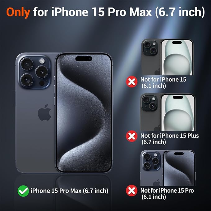 SUPFINE Magnetic for iPhone 15 Pro Max Case with Screen Protector (Compatible with MagSafe) (Military Grade Drop Protection) Translucent Matte Shockproof Phone Cover,Dark Blue