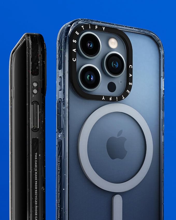 CASETiFY Impact iPhone 15 Pro Case [4X Military Grade Drop Tested / 8.2ft Drop Protection/Compatible with Magsafe] Chrome Doodles - Clear Black