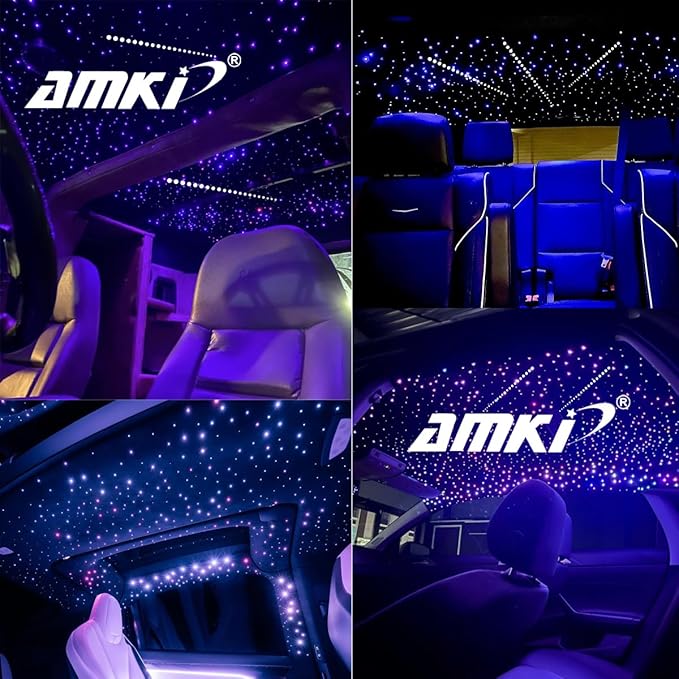 AMKI 550pcs 0.03in 9.8ft Twinkle Starlight Headliner Kit, Updated 2 in 1 Twinkle+Meteor Fiber Optic Light Box RGBW Sound Activated Mode for Car& Home Decoration, 240pcs Pure White Shooting Star