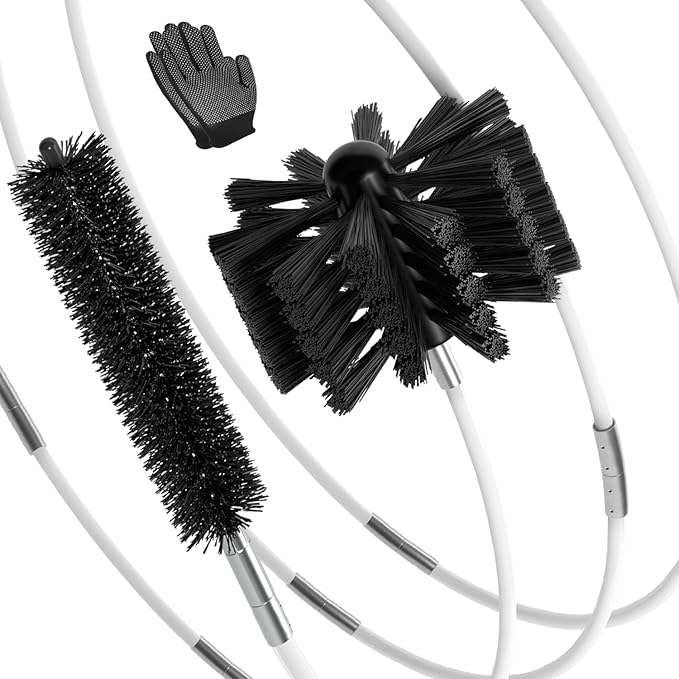 Holikme 40 Feet Dryer Vent Cleaner Kit, Flexible Lint Brush with Drill Attachment, Extends Up to 40 Feet for Easy Cleaning, Synthetic Brush Head, Use with or Without a Power Drill