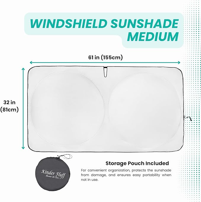 Windshield Sun Shade -Certified 99.87% UVB & 99.02% UVA Car Sun Shade. Award Winning Sunshade - Patented Technology | Compatible for BMW X3 2018–2026 | Car Shades by Kinder Fluff