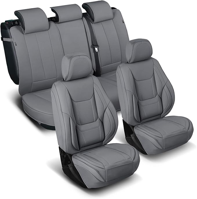 Coverland Custom Fit Car Seat Covers for Car Compatible with [1999-2003 Toyota Solara Convertible] Premium Water Resistant Leather Non-Slip Interior Protector [Full Set Dark Gray - Size Chart X79]