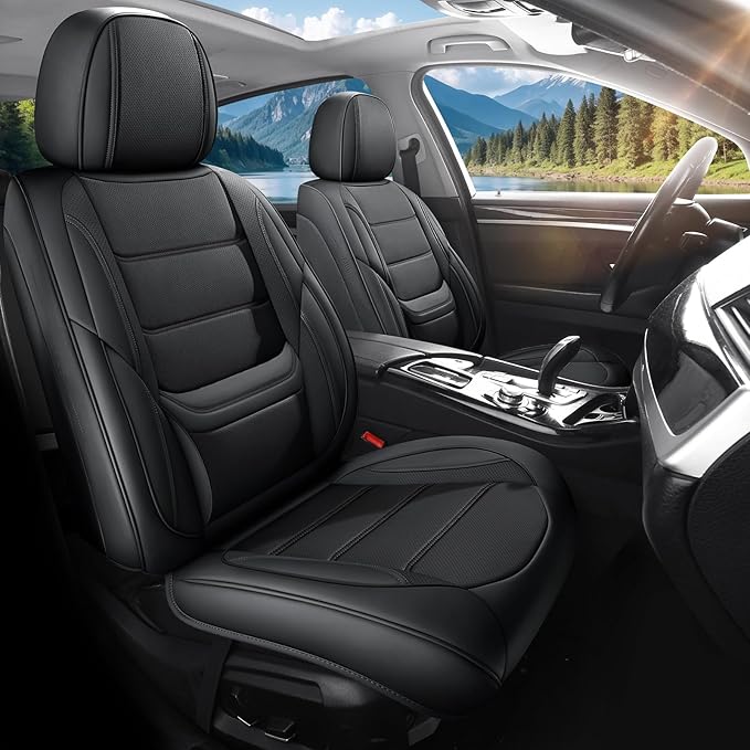 Car Seat Covers Full Set Custom Fit for Chevrolet/Chevy Blazer 2019-2025 2026 - Premium Faux Leather with Lumbar Support, Breathable, Waterproof, Anti-Slip, Durable, Easy to Install (Black,Full Set)