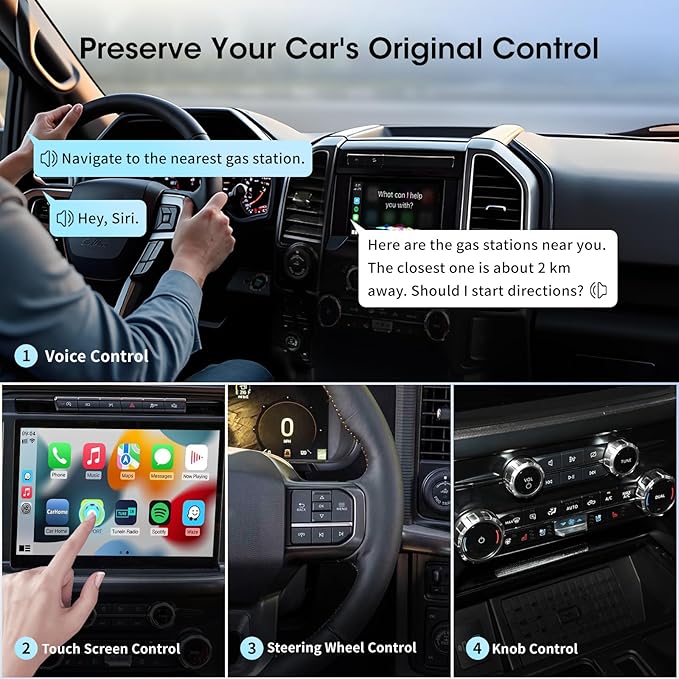 Wireless Carplay Adapter for iPhone, Convert Wired to Apple Carplay Wireless Adapter, Mini Size, Plug and Play, Connection Stable No Delay Car Play for Ford Specific Models