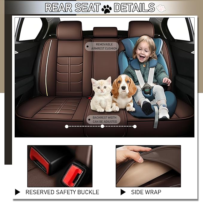 Leather Car Seat Covers Fit for Toyota Yaris Sedan 2019-2020, 5 Seater Car Seat Cover, Premium Waterproof, Scratch Resistant Car Interior Accessories (Full Set with Pillow Coffee)
