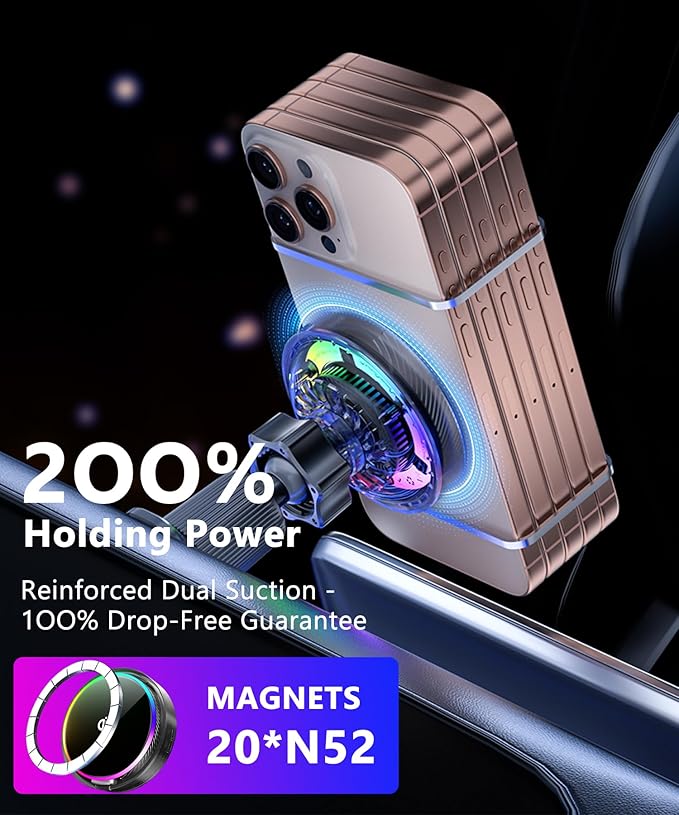 Qi2.2 25W Magnetic Car Mount Charger for Toyota Camry 2021 2022 2023 2024 Accessories, for Fast Charging Cell Phone Holder 7 Inch Screen Fixed Clip with Cooling Fan＆54W Fast Adapter
