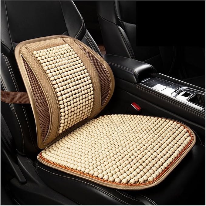 TOMSE Car Seat Chair Back Cushion for BMW X3 G01 2019 2020 2021 2022 2023 2024, Wooden Beads Ventilate Mesh Lumbar Brace Strong Durable Relieve Fatigue Summer Interior Accessories,B-Waist Cushion