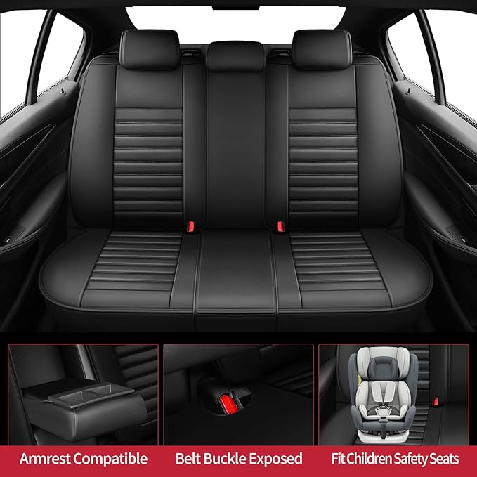 Fit Fj Cruiser Car Seat Covers for Toyota Fj Cruiser 2007-2013 2014 - Upgraded Premium Waterproof & Breathable Leather, Airbag Compatible, All-Weather Seat Cushion Protector (Full Set, Black)