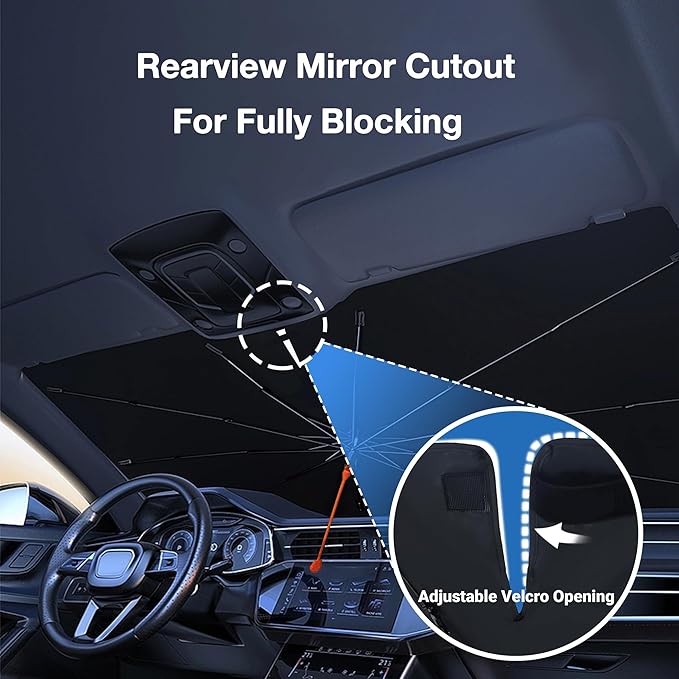 CHILL·TEK Funny Car Windshield Sun Shade Umbrella, Monstera Leaf Car Sun Shade Umbrella, Block UV Rays Heat Foldable Windshield Umbrella Sun Visor Protector - Keep Vehicle Cool for Cars SUV