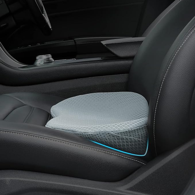 Car Seat Cushion - Memory Foam Car Seat Pad - Sciatica & Lower Back Pain Relief - Car Seat Cushions for Driving - Road Trip Essentials for Drivers(Gray)