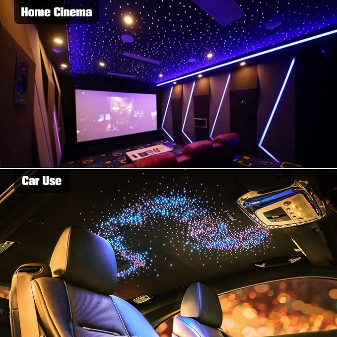 CHINLY Twinkle 570pcs 9.8ft (0.03in+0.04in+0.06in) Starlight Headliner Fiber Optic Lights kit,Music Mode Bluetooth APP Control Remote,RGBW Twinkle Star Lights for Star Headliner/Home Ceiling/Theater
