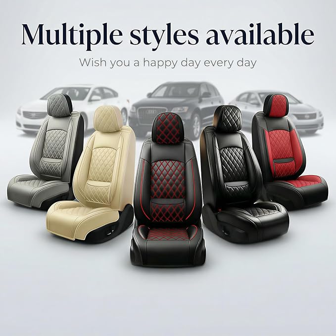 Fit for Venue Seat Covers Compatible with Hyundai Venue 2020-2026 - Waterproof Breathable Leather Automotive Seat Cushions Protector,Airbag Compatible,Full Set 5 Seats(Red)