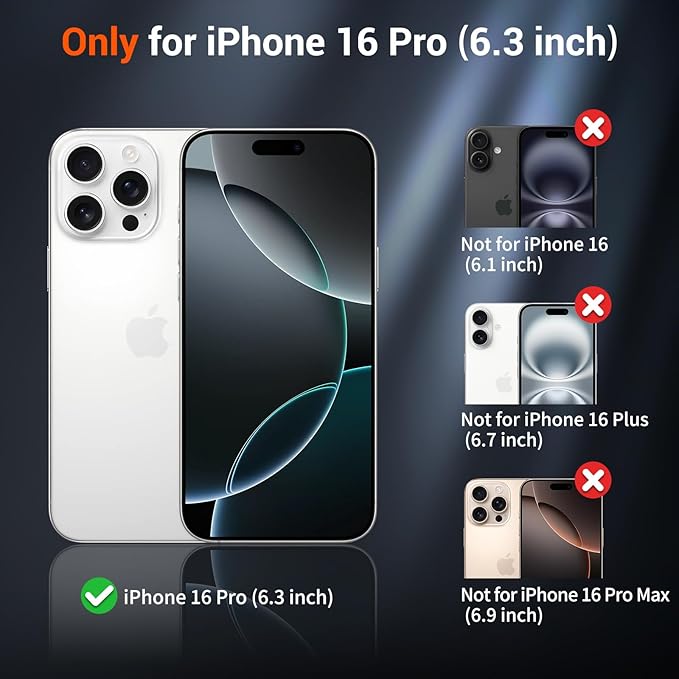 SUPFINE Magnetic for iPhone 16 Pro Case (Compatible with MagSafe) (Military Grade Drop Protection) Slim Translucent Matte Shockproof with Anti-Fingerprint Phone Case,Lavender Gray