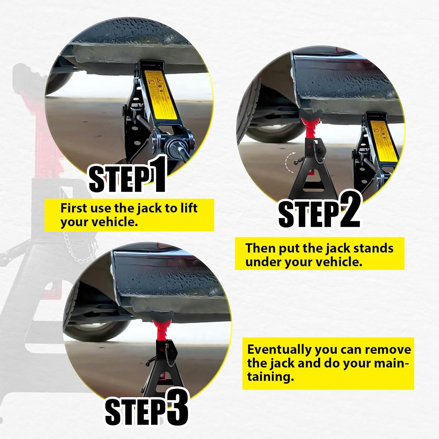 Jack Stands 3 Ton (6,600 LBs) with Double Pin Locking, Car Jack Stand 11.22"-16.54" Adjustable with Rubber Pads, Jack Stands for Trucks,Home,Garage, SUV, Pickup,Car,UTV/ATV,1 Pair