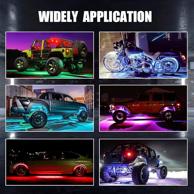 Kairiyard 4 Pods Rock Lights for Trucks, RGB APP Control Music Mode Multilcolor Waterproof High Bright LED UTV ATV RZR Underglow kit