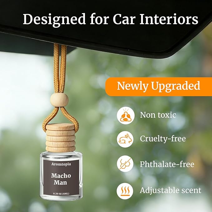 Car Air Fresheners, Aromtopia Hanging Car Fragrance Diffuser, 2 Pack, Long-lasting, Car Rear View Mirror Accessories, Automotive Odor Eliminator - Amber Luxe Scent