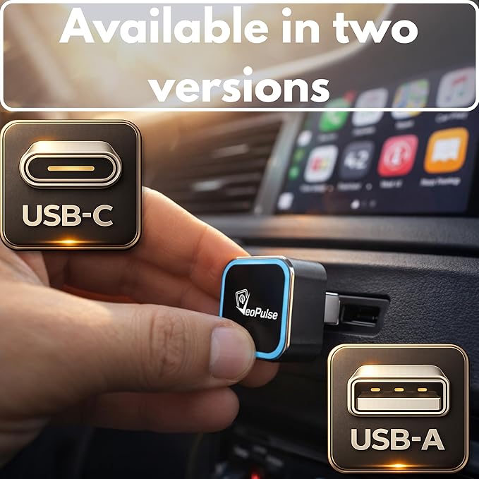 C-Pro [Native USB-C] Wireless CarPlay & Android Auto Adapter – Dual-Phone Memory (Couples), Zinc Alloy, 5GHz WiFi – Direct Plug for Modern Ports