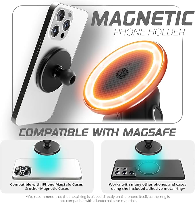 Tackform All Metal Dash Mount Magnetic Phone Holder - Compatible with MagSafe, 2024-2025 Jeep Wrangler JL, 4xe, & Gladiator JT | Carbon Fiber Arm | Compatible with iPhone, Galaxy, More | Black