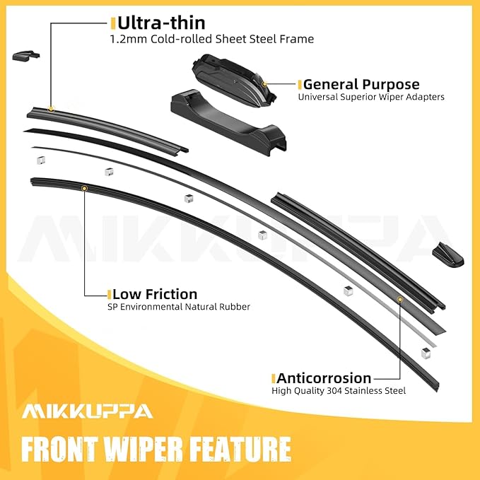 MIKKUPPA 26"+16"+12" Windshield Wiper Blades Replacement for 2019-2025 Toyota RAV4, 2006-2015 Mazda 5,Front & Rear Wiper Blades, Durable Stable Quiet All Season (Pack of 3)