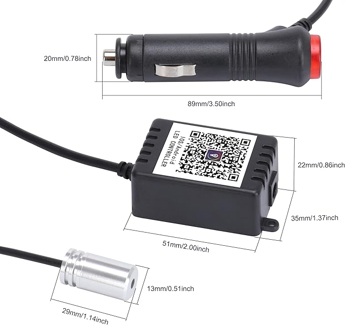 8 Meters Optic Fiber Car Ambient Footwell Lighting with Bluetooth App Control 64 Colors Multicoloured Music Interior Lighting Kit DC 12V 1W