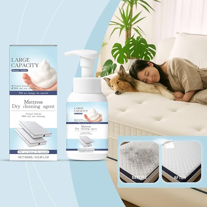 Powerful Mattress Dry Cleaning Foam, Mattress Cleaner and Stain Remover, No-Scrub Fabric Spot Remover for Yellow Stain, Blood, Wine, Coffee & Cosmetics on Mattress, Couch, Clothes, Car Seat& Rugs (3)