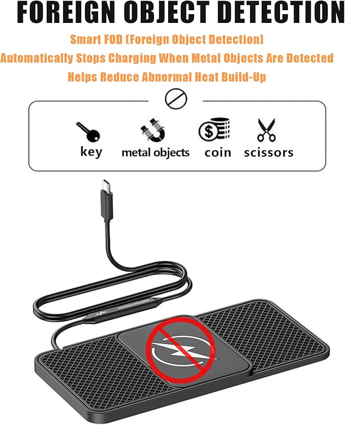 Wireless Car Phone Charger for Toyota Echo Platz Yaris Tacoma Tundra Hilux, Type C/USB 20W Fast Charging Pad, Non-Slip Charging Station for Travel Home Office Desk, Lightweight,Type-C