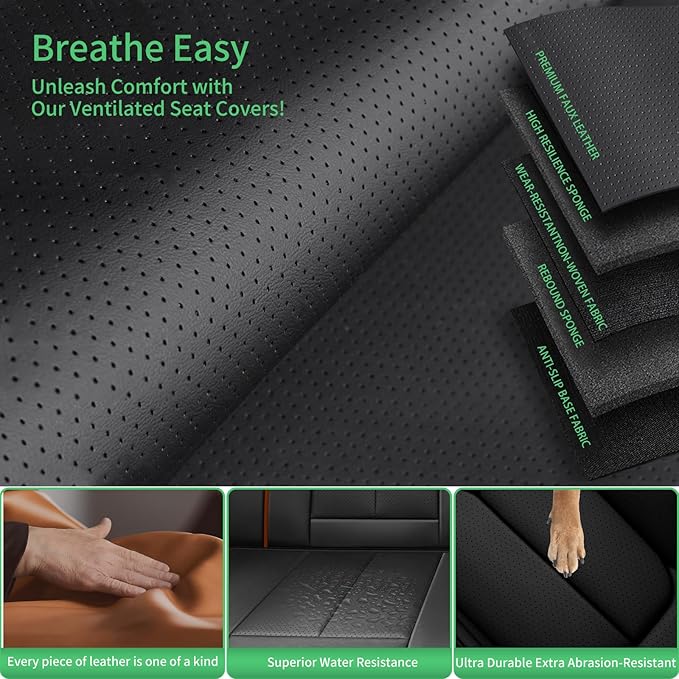 Fit Legacy Car Seat Covers for Subaru Legacy 2008-2023 2024 2025 2026 -Upgraded Premium Waterproof & Breathable Leather,Airbag Compatible,All-Weather Seat Cushion Protector,2 Front/Black-Red