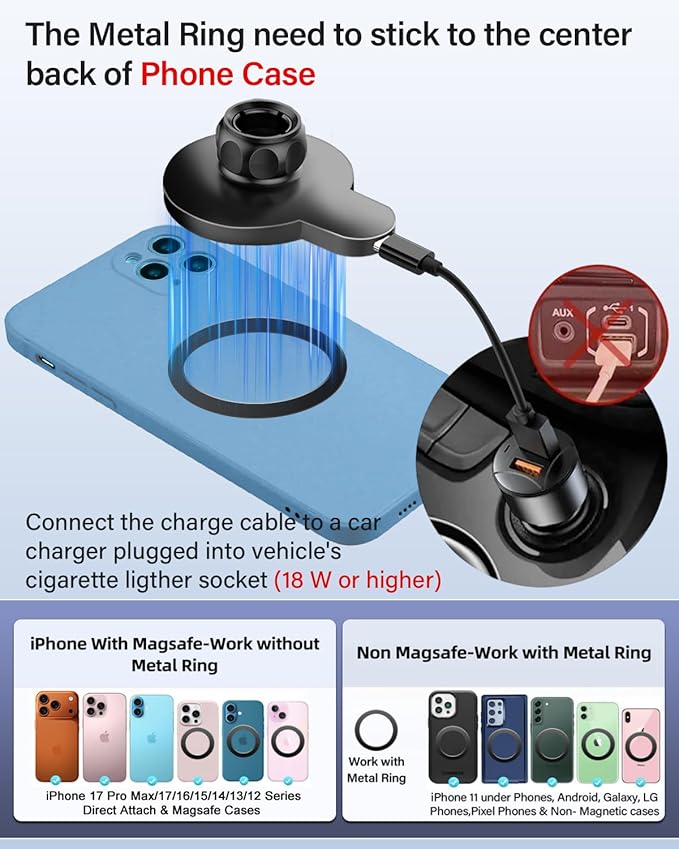PZK Car Phone Holder for Hyundai Elantra 2021-2025 2026 SE/SEL/Sport/Limited/N Line Accessories 8-Inch/10.25-Inch Screen Magnetic 15W Fast Wireless Charger Car Phone Mount Not Affect Air Vent